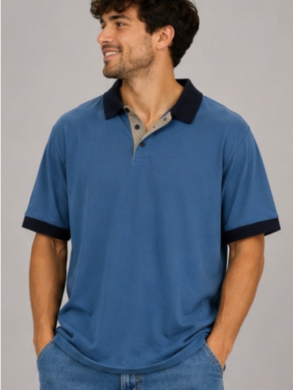 L.l bean polo blue and navy blue small regular